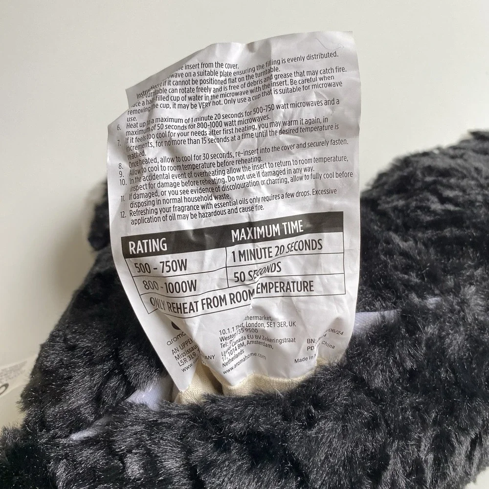 Aroma Home Tuxedo‎ Cat Black Kitten With Microwave Pack Warm Hugs Super Soft!